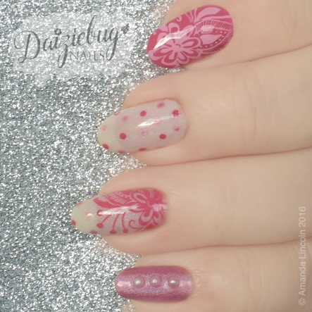 Dark pink nail art